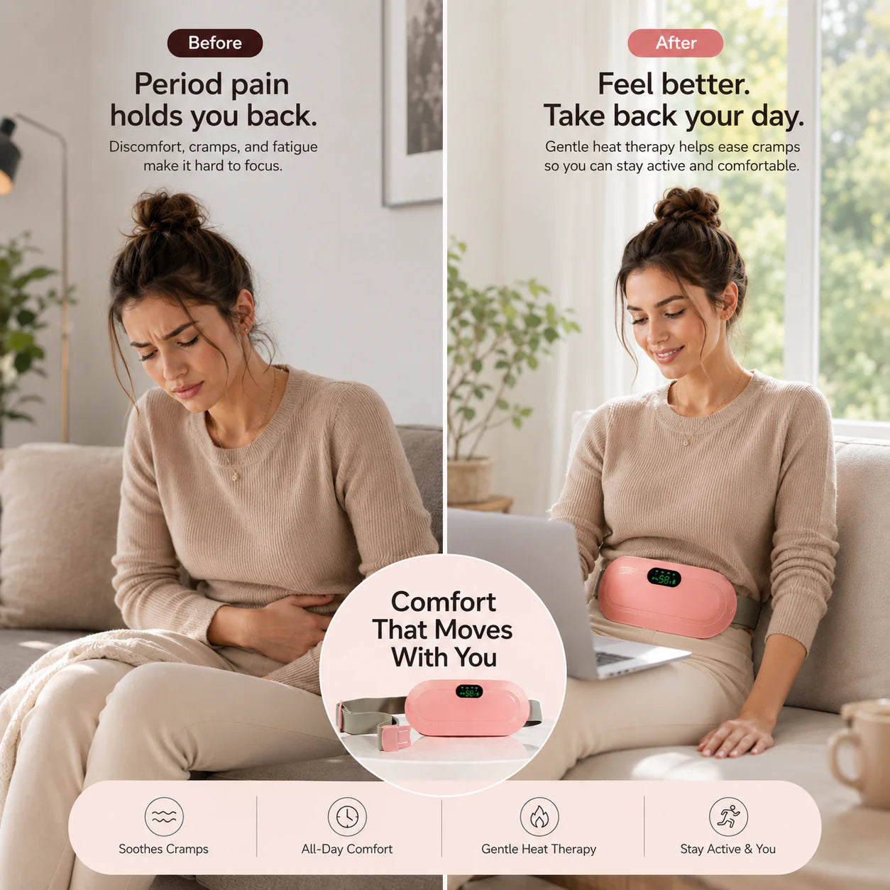 Period Cramp Relief Heating Pad & Massager